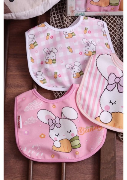 Tavşan Temalı Kare 3 Parça Microfiber Mama Önlüğü Kendi Kutusunda (Sıvı Geçirmez) Çıtçıtlı fiyatları