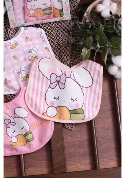 Tavşan Temalı Kare 3 Parça Microfiber Mama Önlüğü Kendi Kutusunda (Sıvı Geçirmez) Çıtçıtlı fırsatları