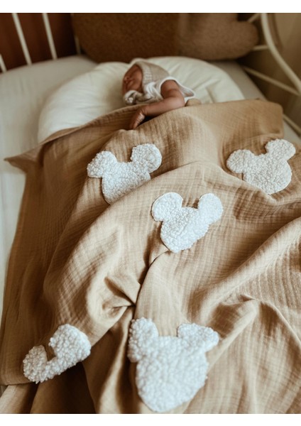 Teddy- Dört Kat Müslin Kahve Souris Battaniye modelleri