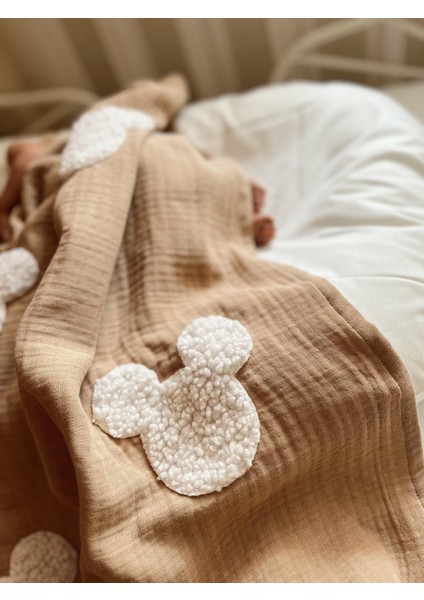 Teddy- Dört Kat Müslin Kahve Souris Battaniye fırsatları