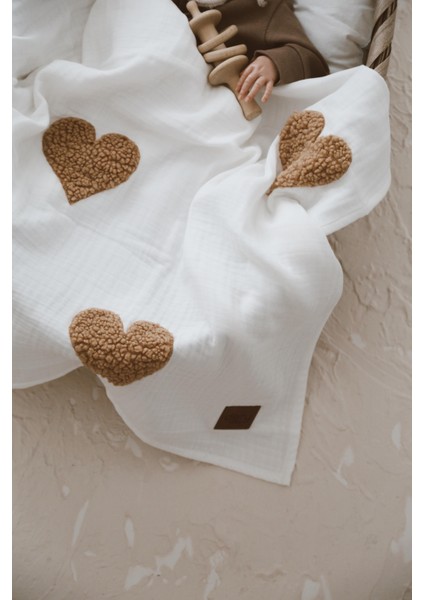 Teddy-Dört Kat Müslin Kalp Battaniye fiyatları