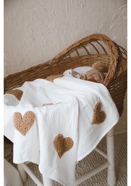 Teddy-Dört Kat Müslin Kalp Battaniye fırsatları