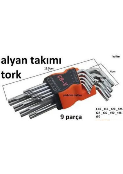 Tork Alyan Takımı 9 Parça Yıldız Allen Alyan Seti