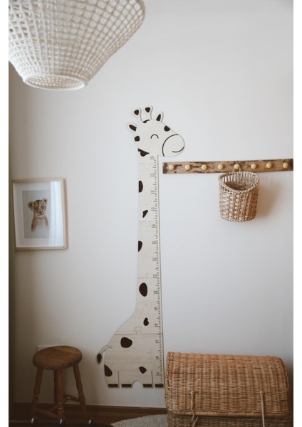 Zürafa Ahşap Puzzle Boy Ölçüm Cetveli