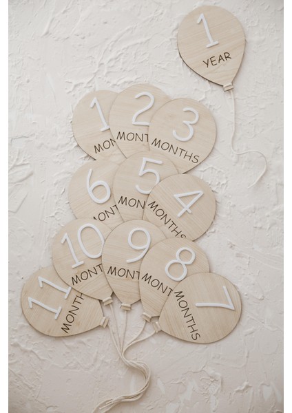 Ahşap Balon Bebek Anı Kartları 1mounth- 1year