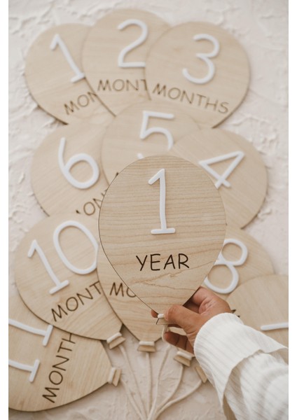 Ahşap Balon Bebek Anı Kartları 1mounth- 1year modelleri