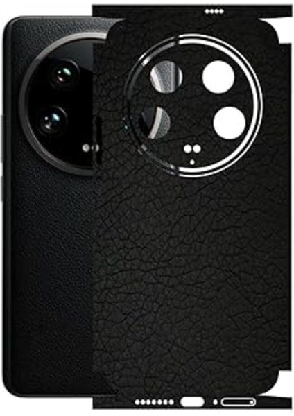 Xiaomi 14 Ultra ile Uyumlu Deri Desenli Siyah Arka Kaplama