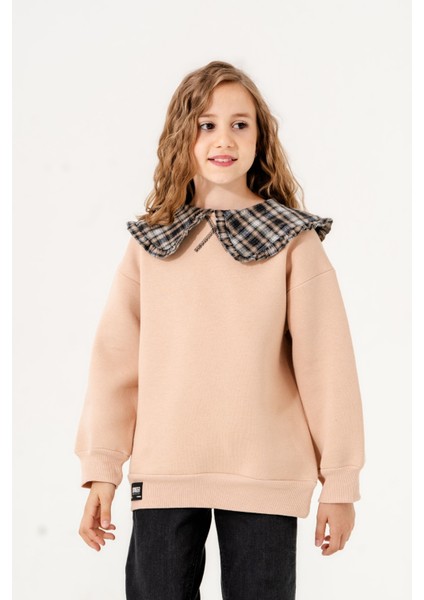 Yaka Detaylı Üç Iplik Kız Sweat 4531
