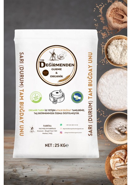 Organik Atalık Sarı Durum Tam Buğday Unu - 25 Kilo