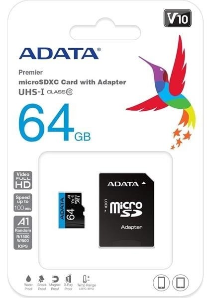 Adata 64GB Premıer AUSDX64GUICL10A1-RA1 Mıcro-Sd Hafıza Kartı modelleri