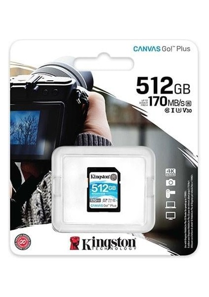 Kıngston 512GB Sdhc Canvas Go SDG3/512GB Hafıza Kartı