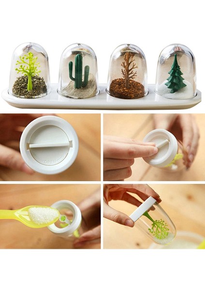 4 Mevsim Baharatlık Tuz Karabiber Pul Biber Nane Koyulabilir Masaüstü Baharatlık Ağaçlı Baharatlık fırsatları