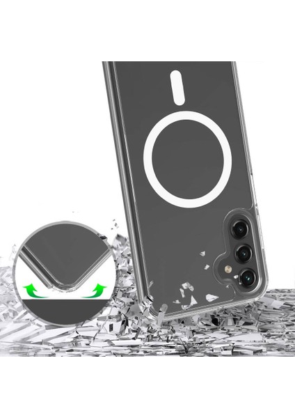 Samsung Galaxy S24 Fe Uyumlu Kılıf Magsafe Şarj Özellikli Şeffaf Sert Pc Zore Embos Kapak