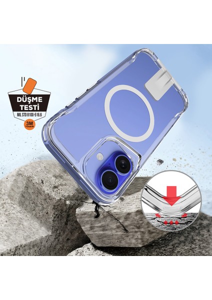 Apple iPhone 16 Uyumlu Kılıf Magsafe Şarj Özellikli Zore T-Max Standlı Kapak indirimleri
