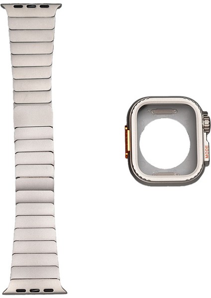Apple Watch 44MM Uyumlu Zore KRD-126 Sert Kasa Koruyuculu Metal Kordon