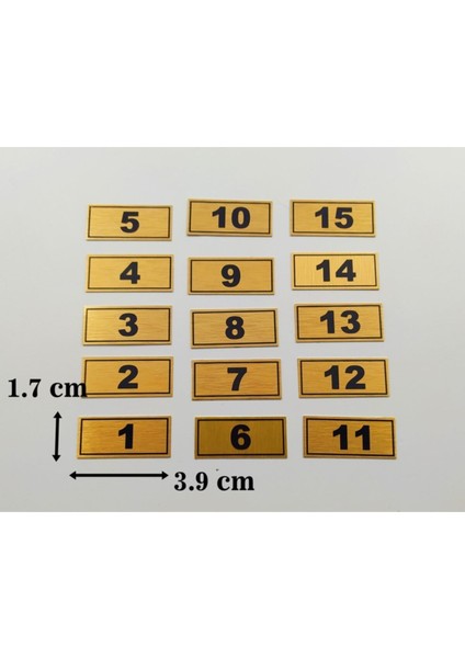 Posta Kutusu Numarası 3,9 cm x 1,7 cm 1-15 Adet Yapışkanlı Numara