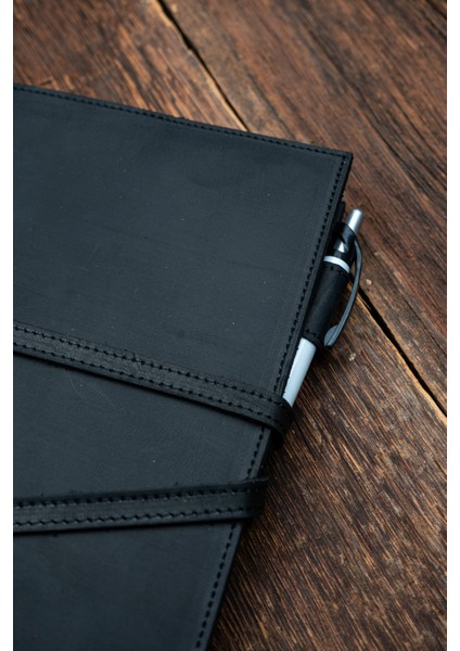 Hakiki Deri Kaplı Şerit Detaylı Defter