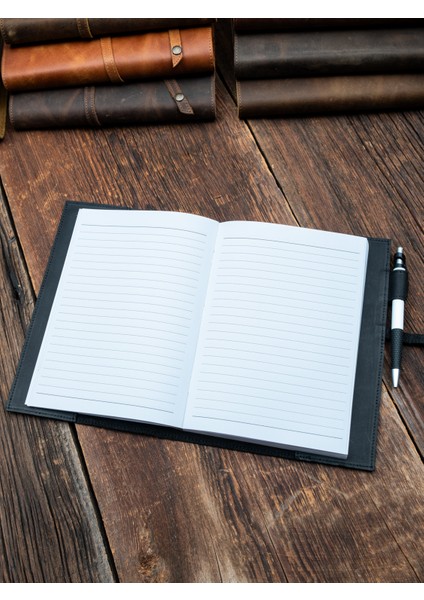 Hakiki Deri Kaplı Şerit Detaylı Defter