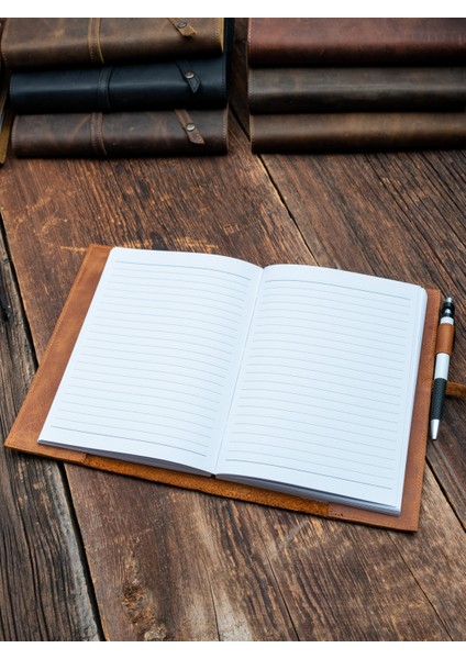 Hakiki Deri Kaplı Şerit Detaylı Defter