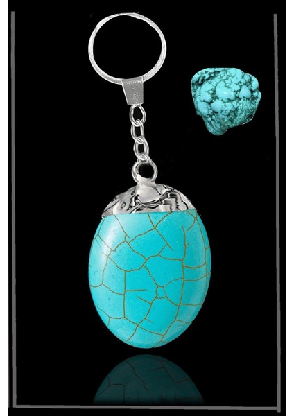 Sertifikalı Ham Model Firuze Taşı Doğal Taş Anahtarlık