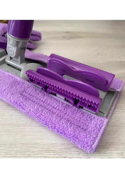 Mandallı Mop Teleskopik Saplı +1 Mikrofiber Yedek Bez Mor Renk