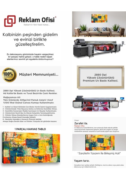 Soyut, Dekoratif Modern Renkli Premium Kanvas Tablo