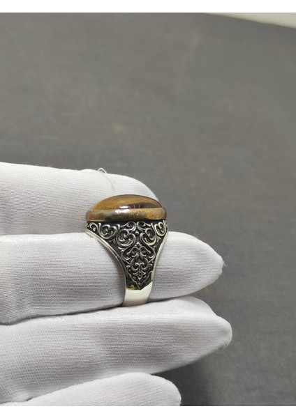 Kaplangözü Kapson Taşlı 24 mm Ölçü 925 Ayar Gümüş Erkek Yüzüğü