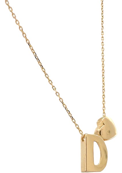 - 14 Ayar D Harfli Kalpli Hayalet Zincir Altın Kolye fiyatları