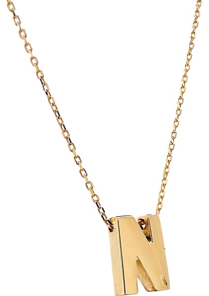 - 14 Ayar N Harfli Hayalet Zincir Altın Kolye fiyatları