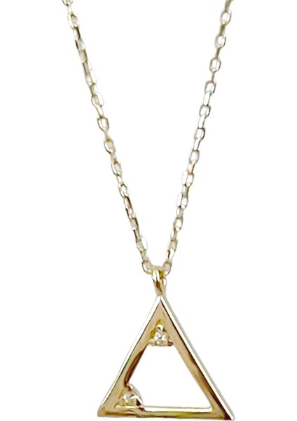 Üçgen Model Taşlı Altın Kolye