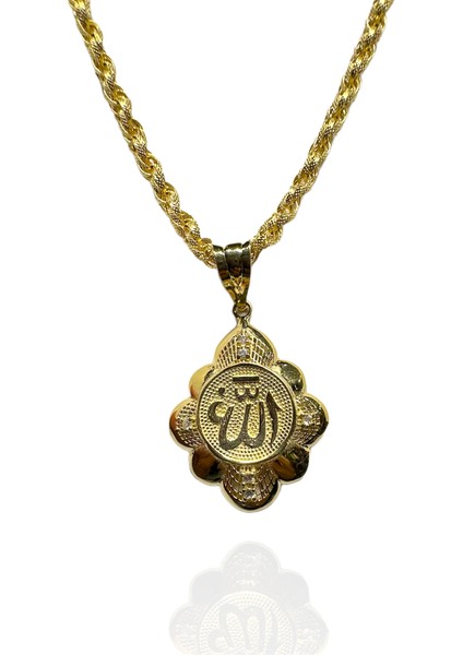 Allah Yazılı İşlemeli 14 Ayar Altın Kolye Ucu