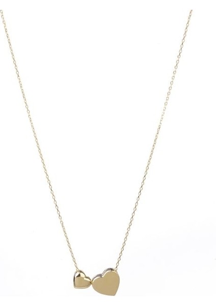İki Kalpli Modern Altın Kolye
