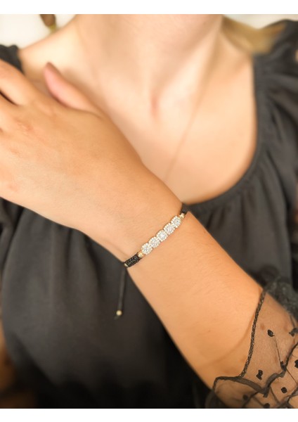 Zirkon Taşlı İpli Altın Bileklik