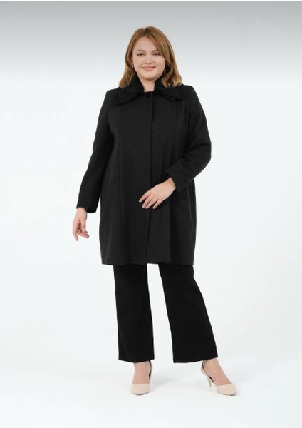 Pamela Kadın Astarlı Yaka Tüylü Erkek Yaka Kısa Kaşe Kaban