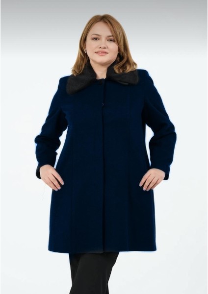 Pamela Kadın Astarlı Yaka Tüylü Erkek Yaka Kısa Kaşe Kaban