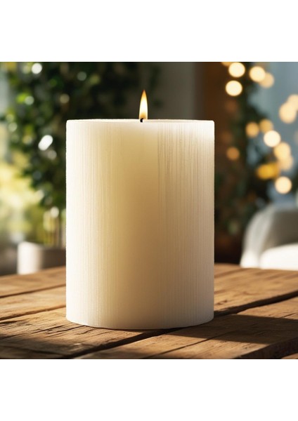Soya Parafinli Beyaz (1 Adet) 100-110 Saat Yanış Süreli Çap:10 cm Boy:15 Silindir Blok Mum Beyaz