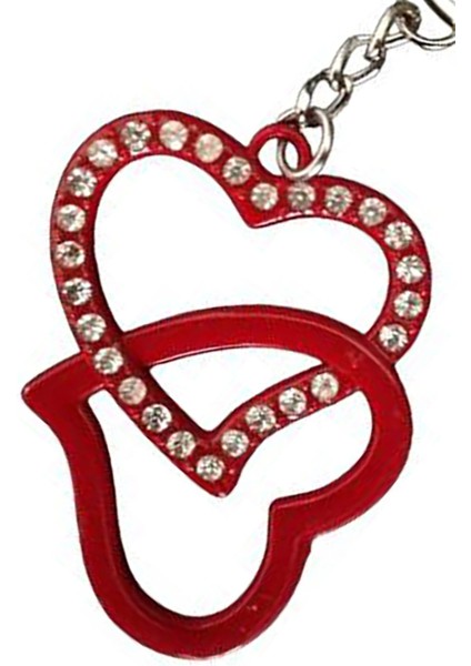 Kırmızı Parlak Boncuklu Kalp Içine Geçen Kalp Metal Anahtarlık Şirin Çanta Anahtar Aksesuar modelleri