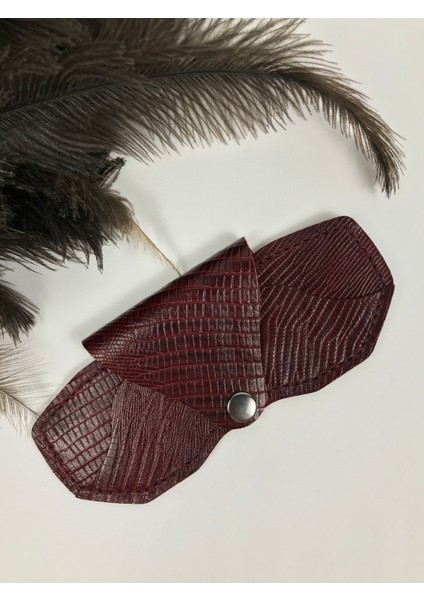 Gözlük Kılıfı Unisex Bordo Renk Hakiki Deri