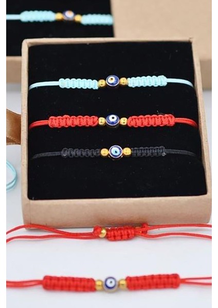 Sevgililere Hediye Örgü Şans Bilekliği Zarif Tasarımlı Nazar Boncuklu Bileklik fiyatları