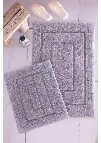 Pamuk Yıkanabilir Yumuşak Dokulu Banyo Paspası 2li Banyo Takımı