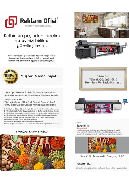 Baharatlar, Yemekhane, Restaurant, Mutfak Temalı Premium Kanvas Tablo