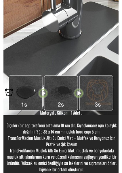 Su Emici Lavabo Matı Hızlı Emen Musluk Matı 721156 fırsatları
