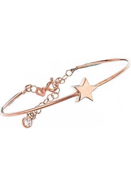 Yıldız Gümüş Bileklik SB1472, 925 Ayar Gümüş Kadın Bileklik, Altın Kaplama