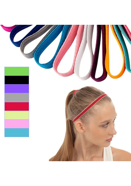 8'li Paket Silikonlu Kaydırmaz Sporcu Saç Bandı Slikonlu Saç Tokası 8 Farklı Renk