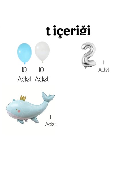 Mavi Balina 2 Yaş Erkek Doğum Günü Mini Parti Kutlama Seti