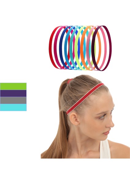 4'li Paket Silikonlu Kaydırmaz Sporcu Saç Bandı Slikonlu Saç Tokası 4 Farklı Renk