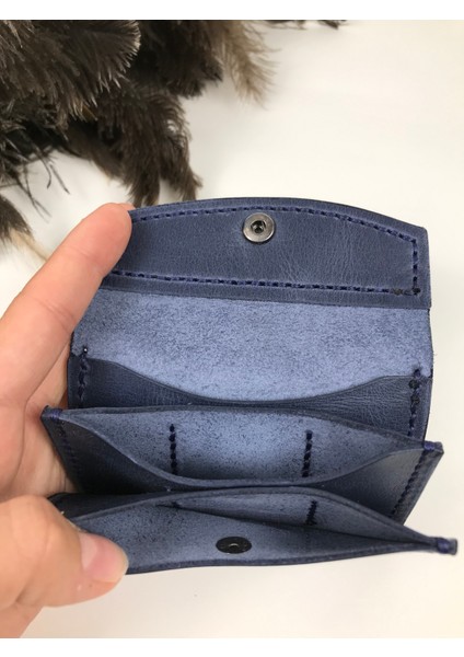 Kartlık Unisex Lacivert Renk Akordion Model Hakiki Deri