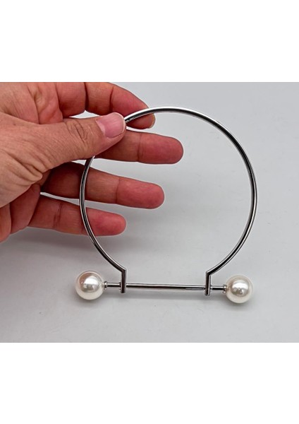 9 cm Incili Gümüş Renk Incili Metal Çanta Sapı fiyatları