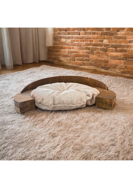 Madrid Kedi Köpek Yatağı. Masif Ağaç Şık Tasarım. Ceviz Renk