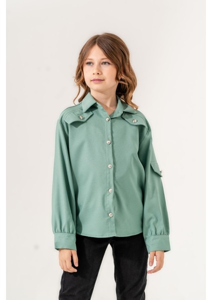 Kız Çocuk Cep Süslü Gömlek 3140 modelleri